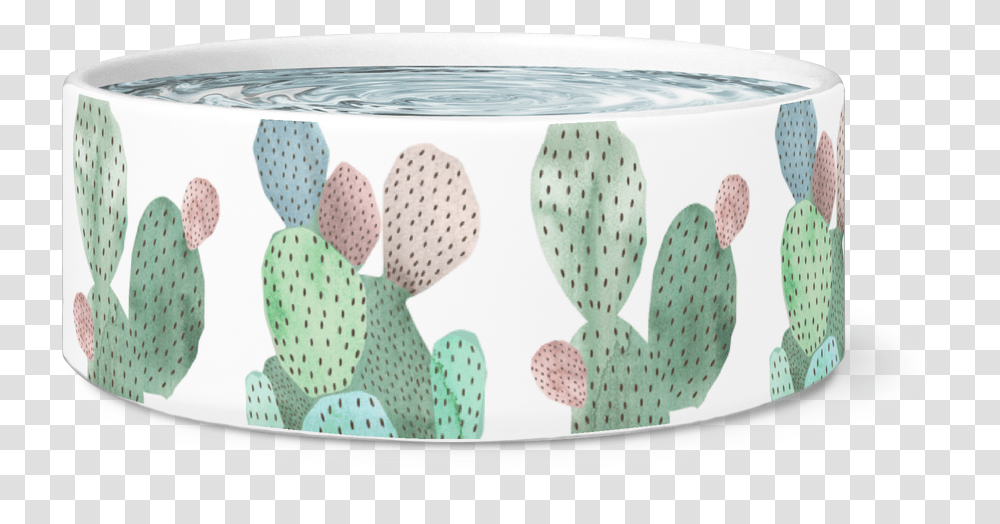 Large Dog Bowl Prickly Pear Cactus Watercolor Barbary Fig, Texture, Furniture, Table, Polka Dot Transparent Png