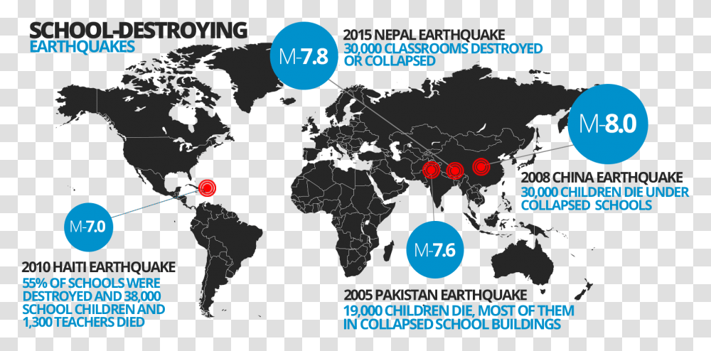 Large Earthquake Infographic World Map Political Borders, Plot, Diagram, Nature, Land Transparent Png