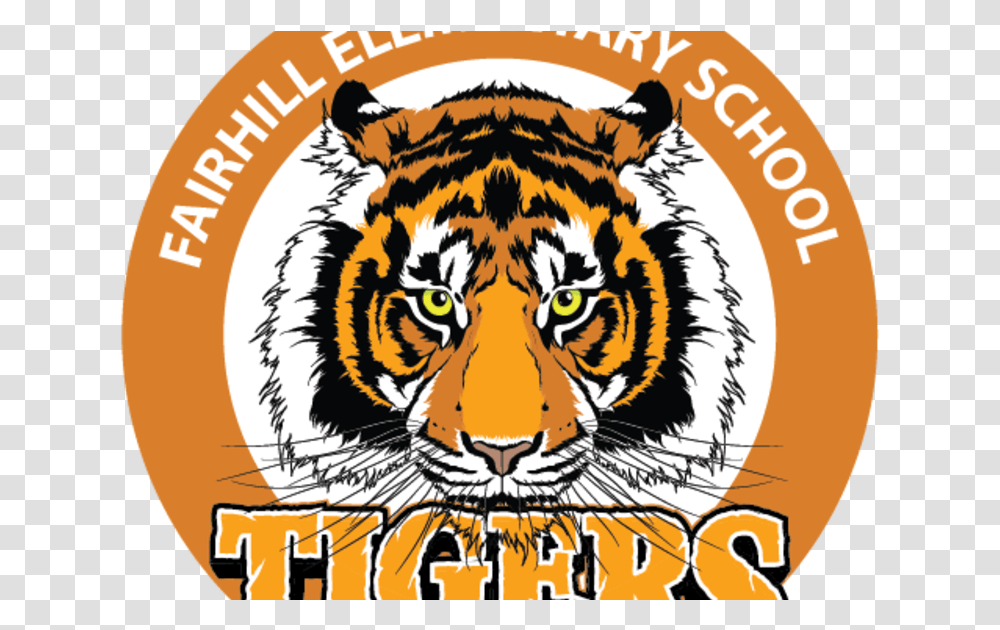 Large Fairhill Elementary Tiger Logo Rev Fairhill Elementary School Fairfax, Wildlife, Mammal, Animal, Advertisement Transparent Png