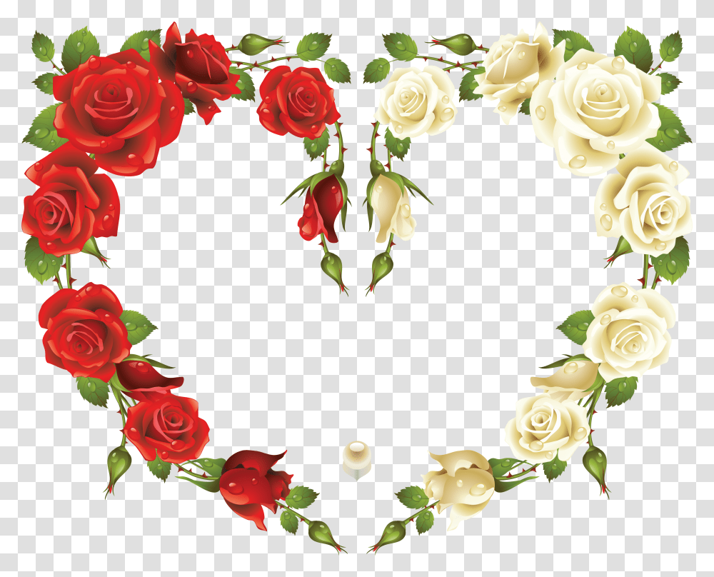 Large Frame With Heart Rose Frame, Floral Design, Pattern, Flower Transparent Png