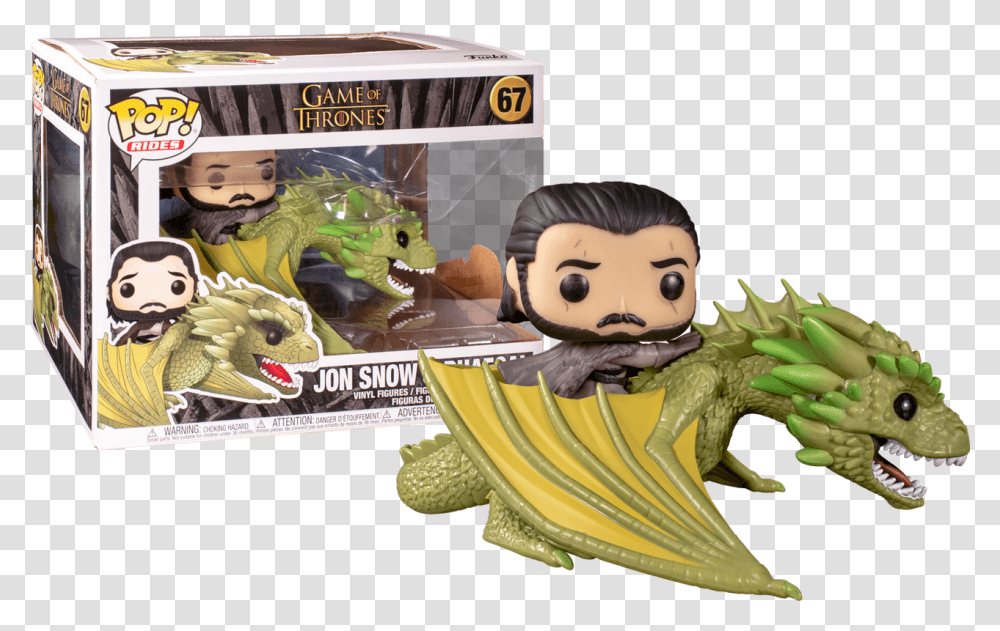 Large Game Of Thrones Jon Snow And Rhaegal Funko Pop 67 Funko Pop Game Of Thrones, Figurine, Dragon Transparent Png