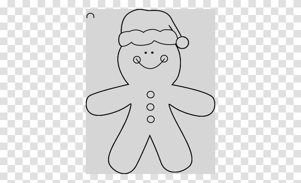 Large Gingerbread Man Clipart Black And White, Nature, Outdoors, Snow, Winter Transparent Png