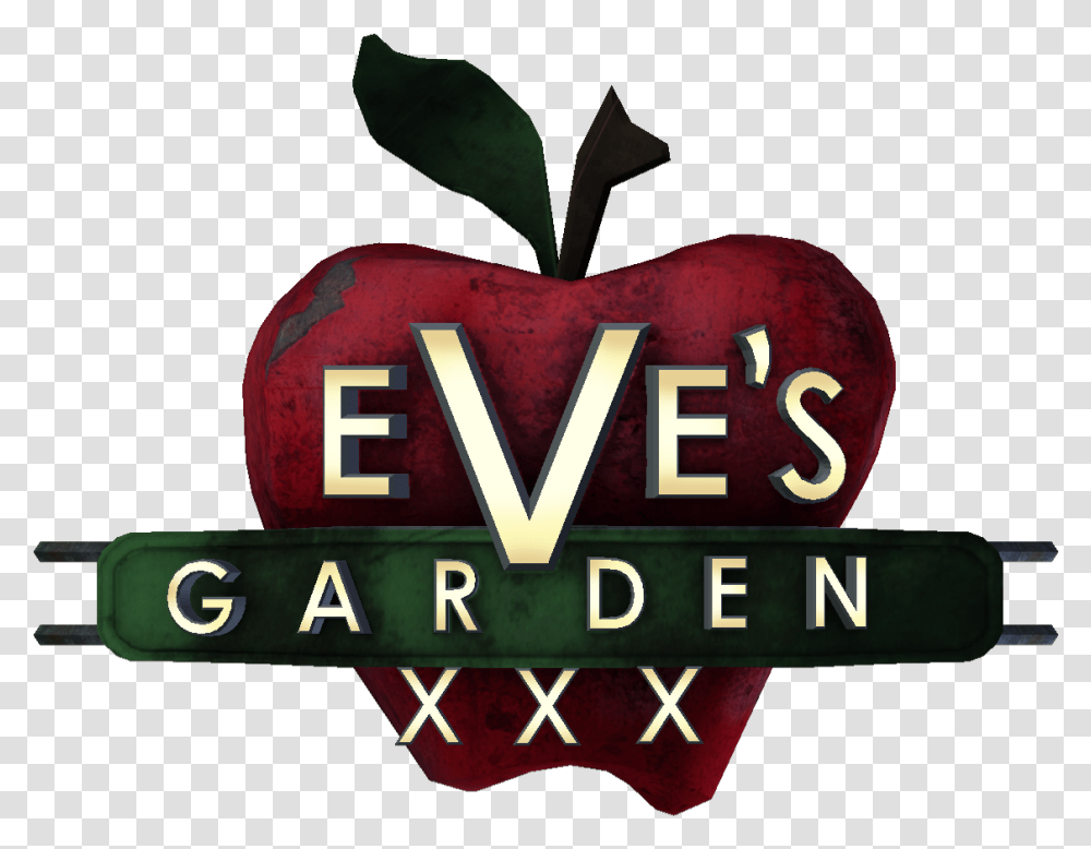 Large Green Apple Clipart Eve's Garden Logo Eves Garden, Text, Plant, Light, Alphabet Transparent Png