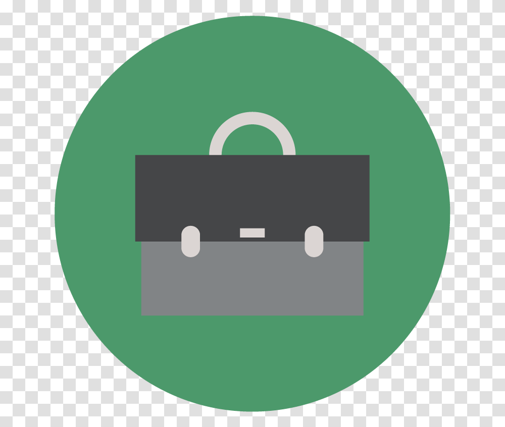Large Grey Briefcase Vector Art On A Green Circular Professional Services Icon, Security, First Aid Transparent Png