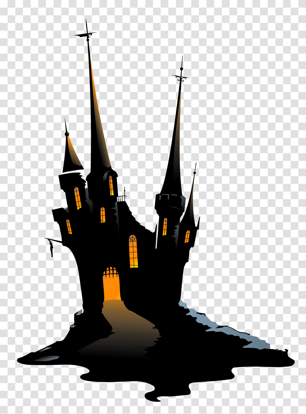 Large Haunted Castle Clipart Halloween Castle, Cross, Outdoors, Leisure Activities, Musical Instrument Transparent Png