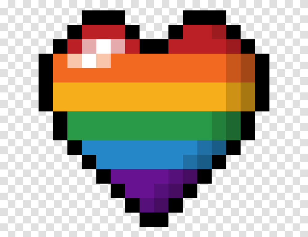 Large Heart Made Of Pixels In The Colors Of The Lgbt 8 Bit Heart, First Aid, Pac Man Transparent Png