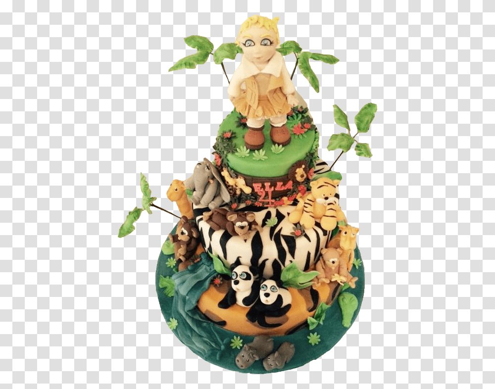 Large Jungle Cake Queen Of The Jungle Cake, Dessert, Food, Birthday Cake, Wedding Cake Transparent Png