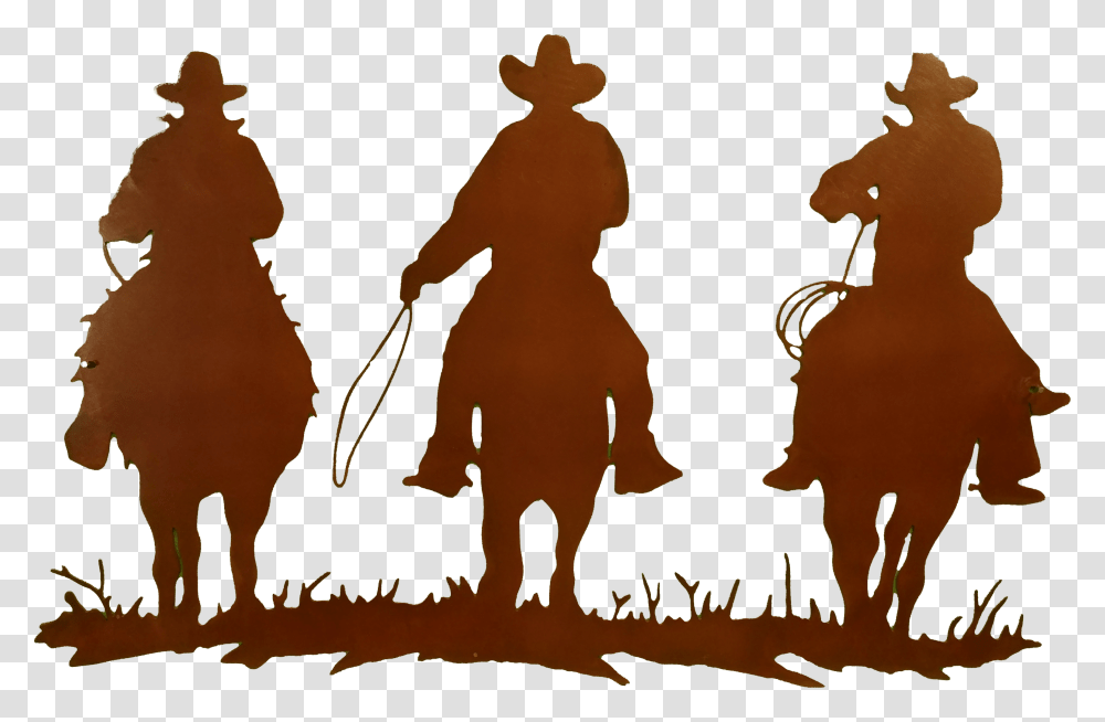 Large Larger Image Cowboys On Horses Silhouette, Outdoors, Nature Transparent Png