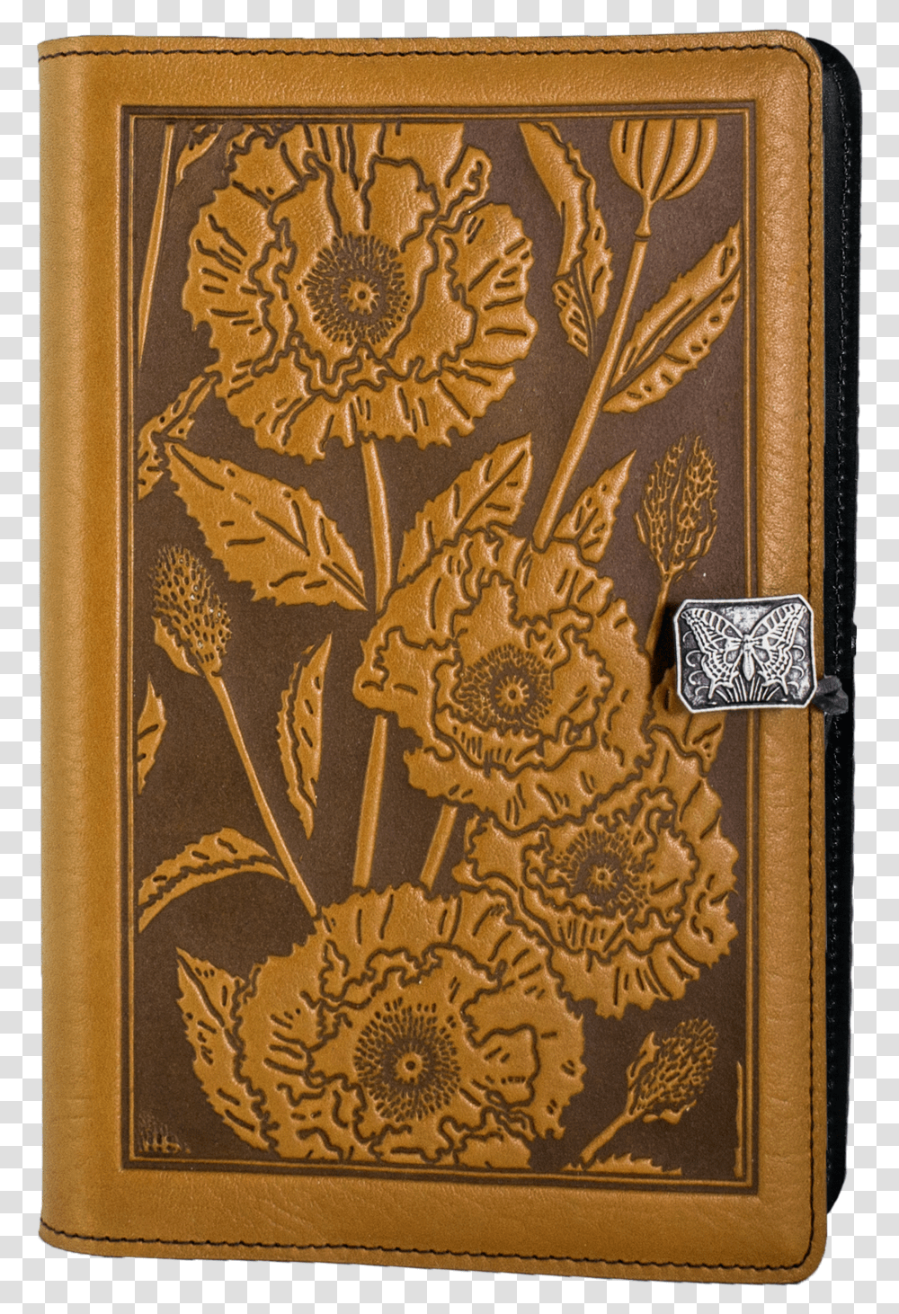 Large Leather Notebook Cover Leather Tooled California Poppy Flower, Rug, Diary, Novel Transparent Png