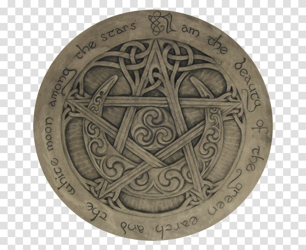 Large Moon Pentacle Plaque Celtic Sun And Moon, Dish, Meal, Food, Clock Tower Transparent Png