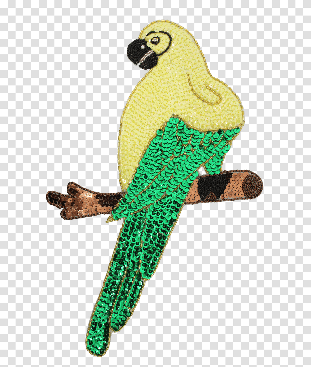 Large Parrot Beaded Amp Sequin Applique, Animal, Bird, Lizard Transparent Png