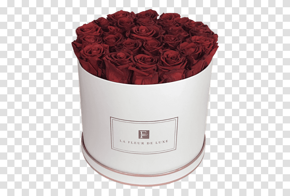Large Round Box With Deep Red Rose Arrangement Garden Roses, Plant, Flower, Milk, Beverage Transparent Png