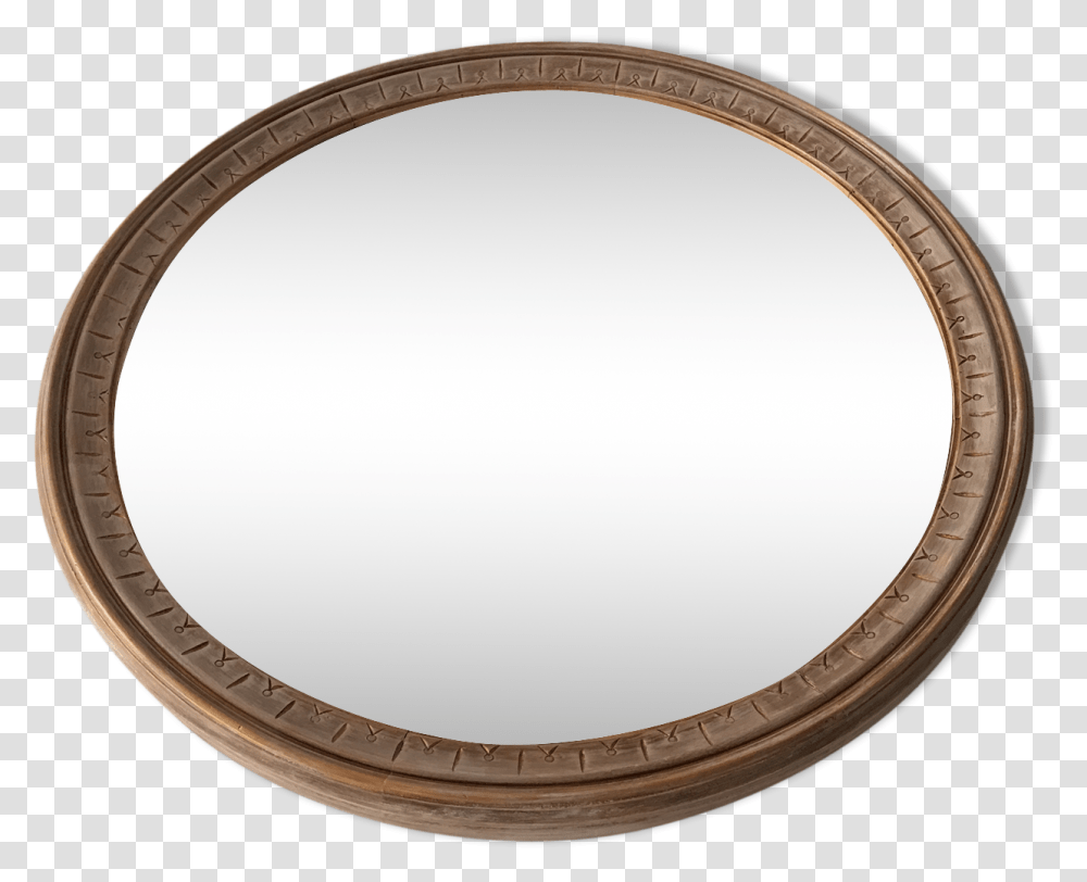 Large Round Mirror Frame Patinated Wood 70 CmSrc Circle, Oval, Fisheye Transparent Png