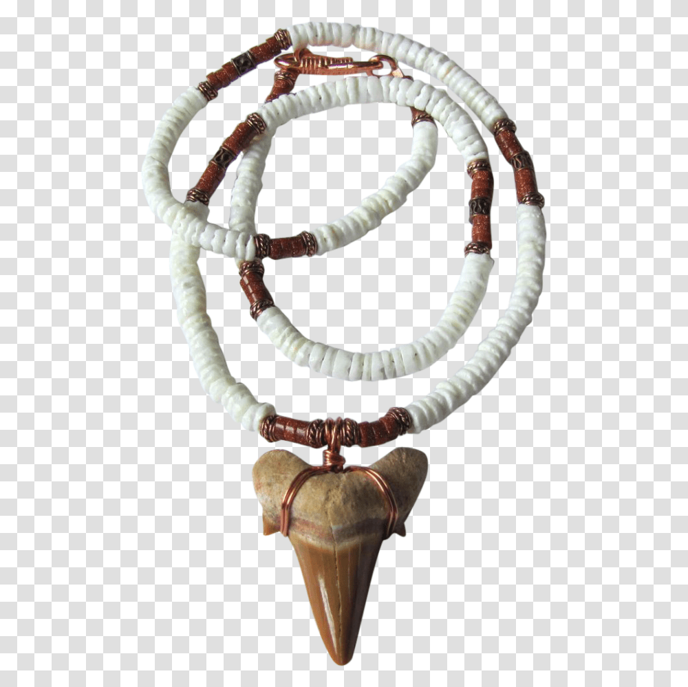 Large Sharks Tooth On White Shell Necklace With Goldstone, Ornament, Bead Necklace, Jewelry, Accessories Transparent Png