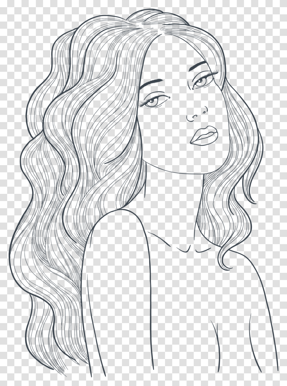 Large Size Of Drawing Of Girl Cutting Her Hair Back Hairstyles Drawings For Girls, Face, Person, Female Transparent Png