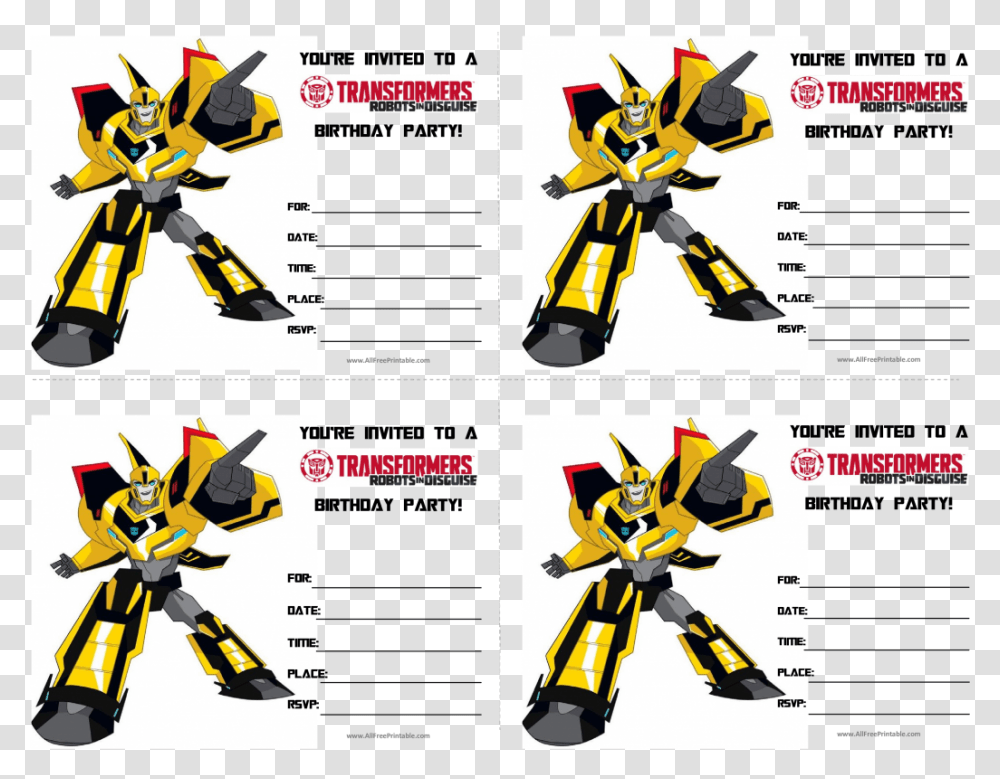 Large Size Of Transformers Happy Birthday Card Ticket Blank Transformers Invitation Template, Apidae, Bee, Insect, Invertebrate Transparent Png