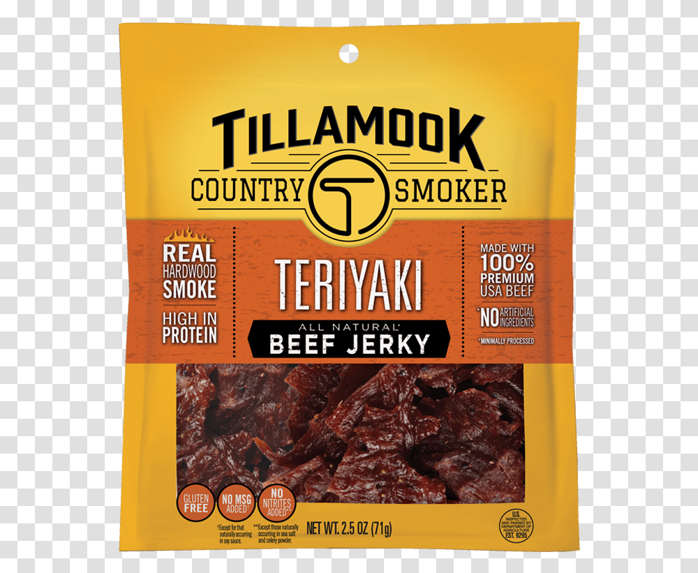 Large Teriyaki Beef Jerky Tillamook Honey Glazed Jerky, Poster, Advertisement, Plant, Sweets Transparent Png