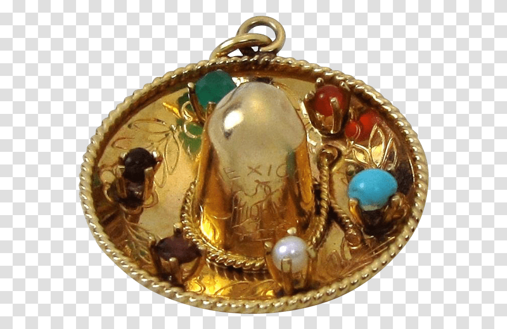 Large Vintage 14k Gold 3d Jeweled Mexican Sombrero Locket, Jewelry, Accessories, Honey Bee Transparent Png