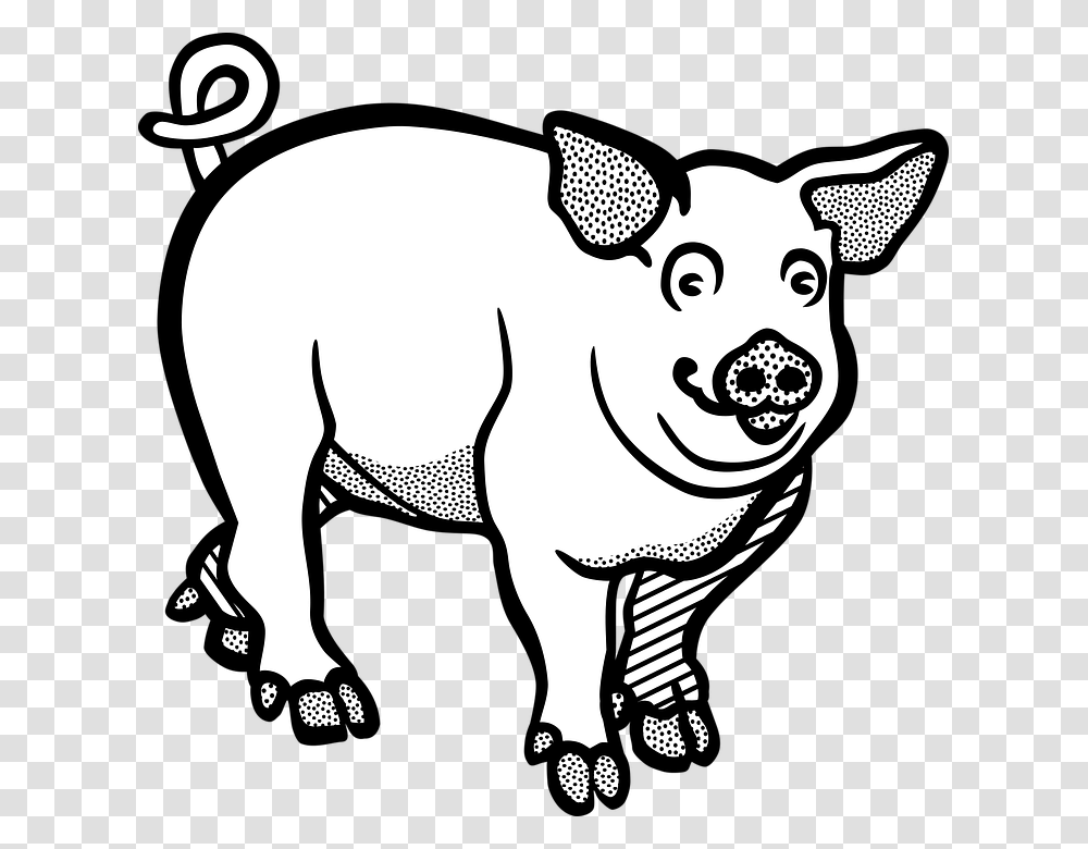 Large White Pig Clip Art Vector Graphics Image, Mammal, Animal, Hog, Boar Transparent Png