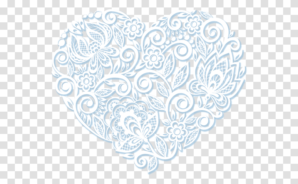 Large White Wall Heart Stickers, Lace, Pattern, Rug, Doodle Transparent Png