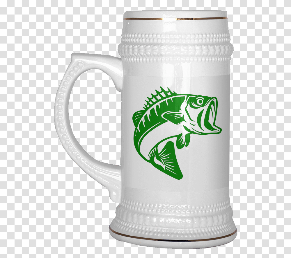 Largemouth Bass Beer Stein 22oz With Gold Trim Black And White Bass Fish, Jug Transparent Png