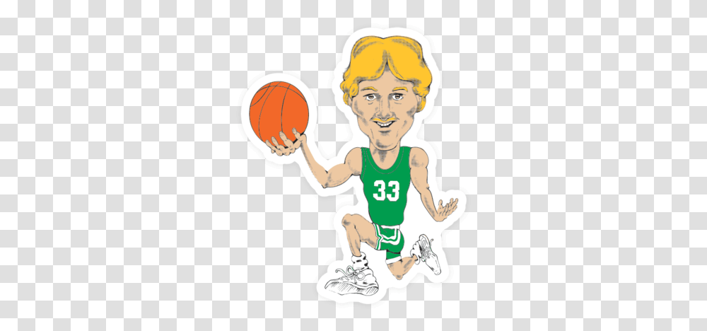 Larry Bird Caricature Sticker Basketball Player, Person, Human, People, Sport Transparent Png