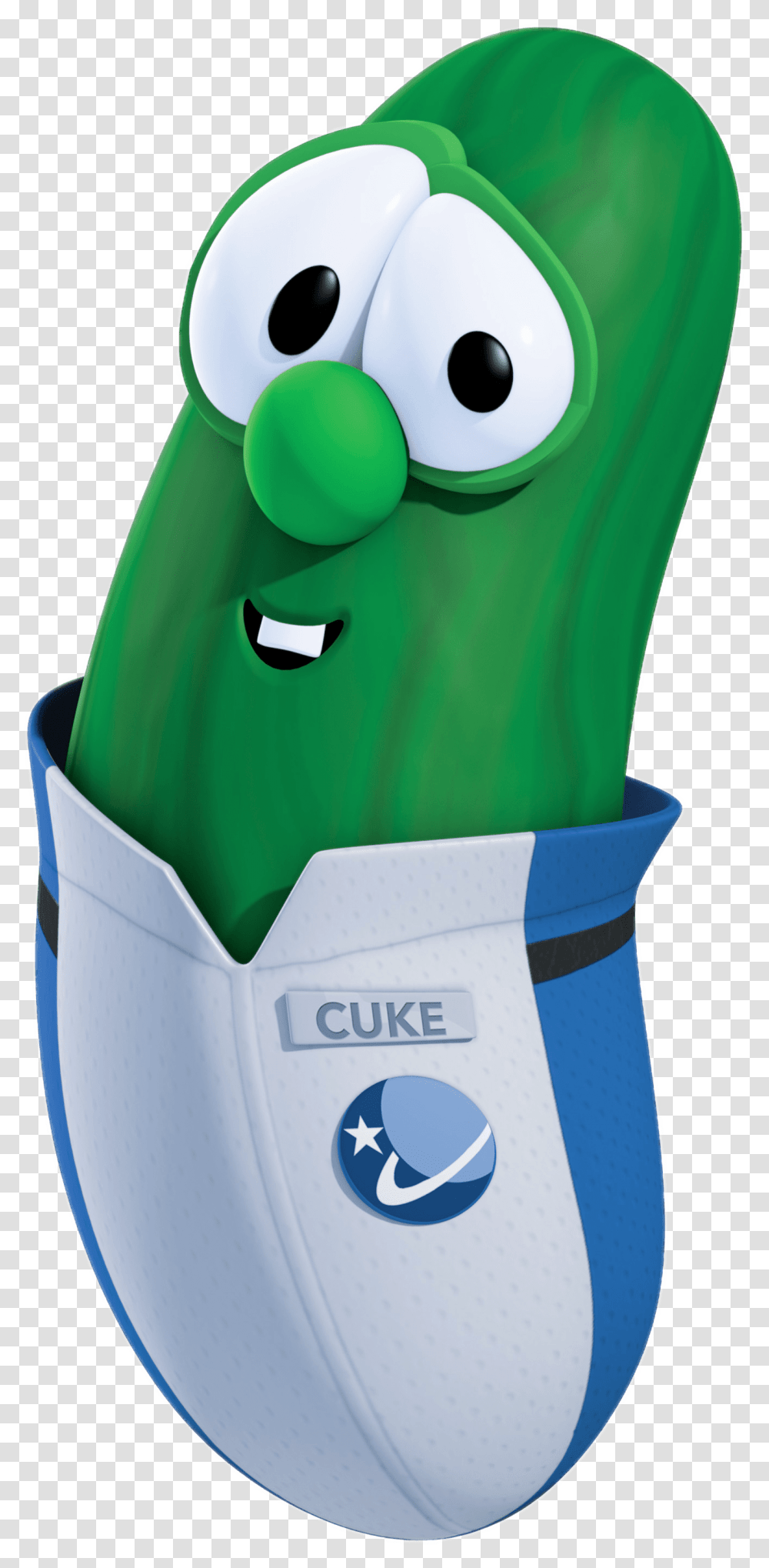 Larry The Cucumber As Cuke Stickpng Veggietales Veggies In Space The Fennel Frontier, Toy, Mascot, Bottle Transparent Png