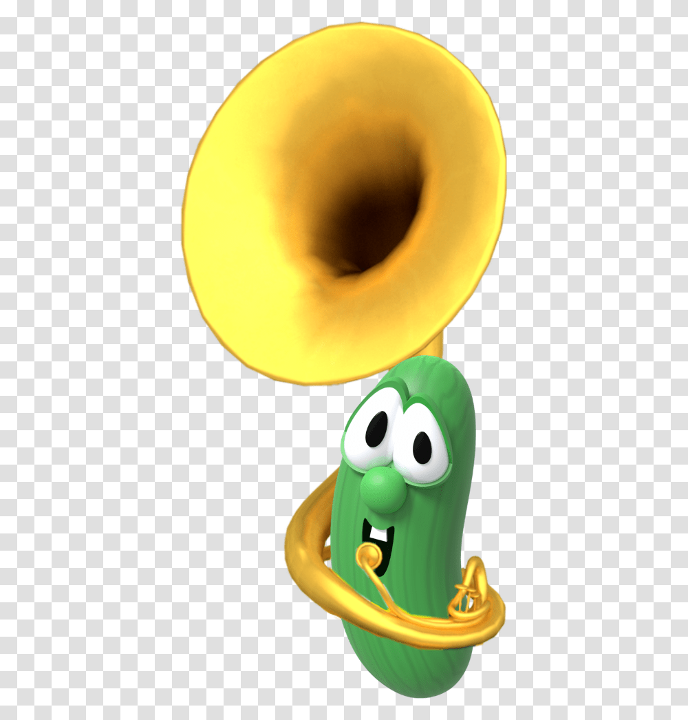 Larry The Cucumber Playing The Tuba Gif Veggie Tales Larry Tuba, Toy, Food, Horn, Brass Section Transparent Png