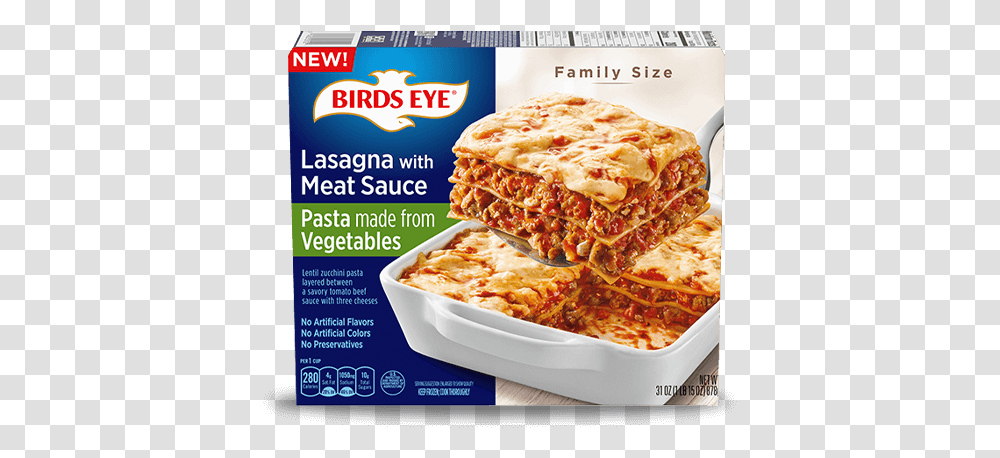 Lasagna With Meat Sauce Birds Eye Lasagna With Meat Sauce, Pasta, Food, Pizza, Menu Transparent Png