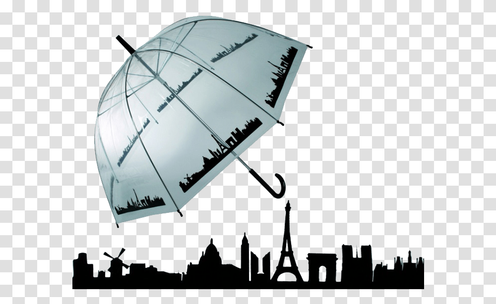 Laser Cut Design Skyline Download Paris Skyline Vector Free, Umbrella, Canopy, Patio Umbrella, Garden Umbrella Transparent Png