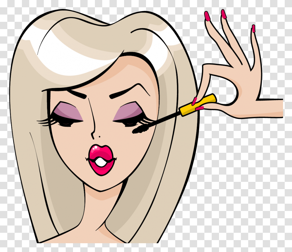 Lash Extension Mascara Single Lashes Mink False Eyelashes Putting Make Up Cartoon, Face, Ear, Cushion, Head Transparent Png