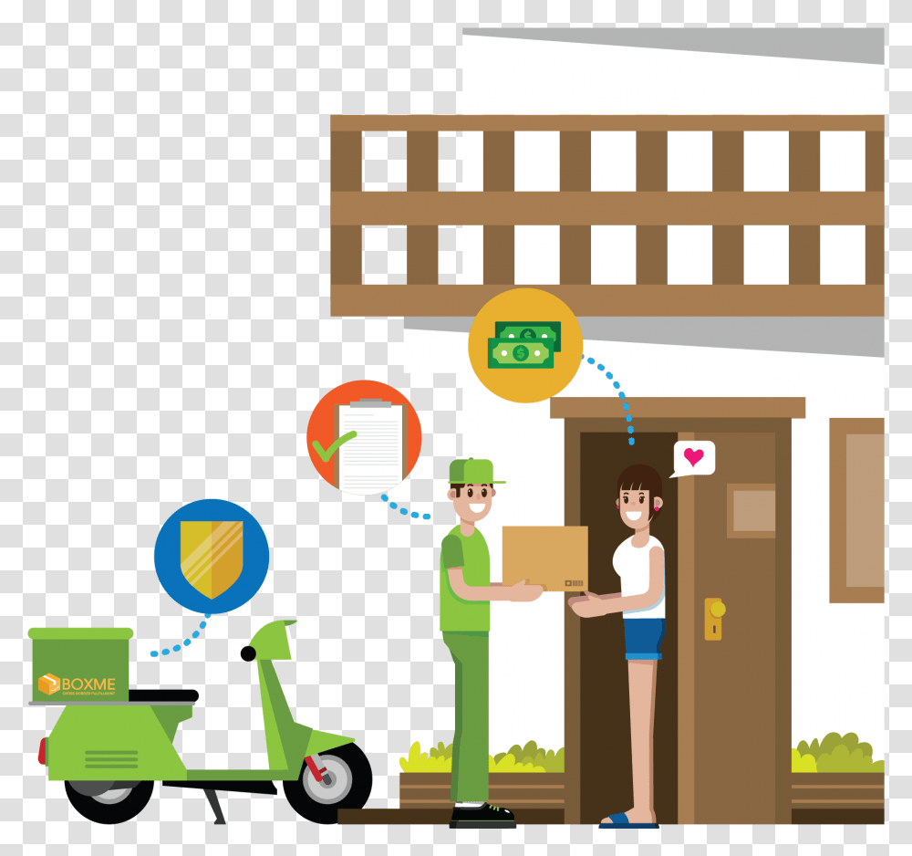 Last Mile Delivery Has Never Been This Easy Clipart Door To Door Delivery Cartoon, Person, Crowd, Indoors Transparent Png