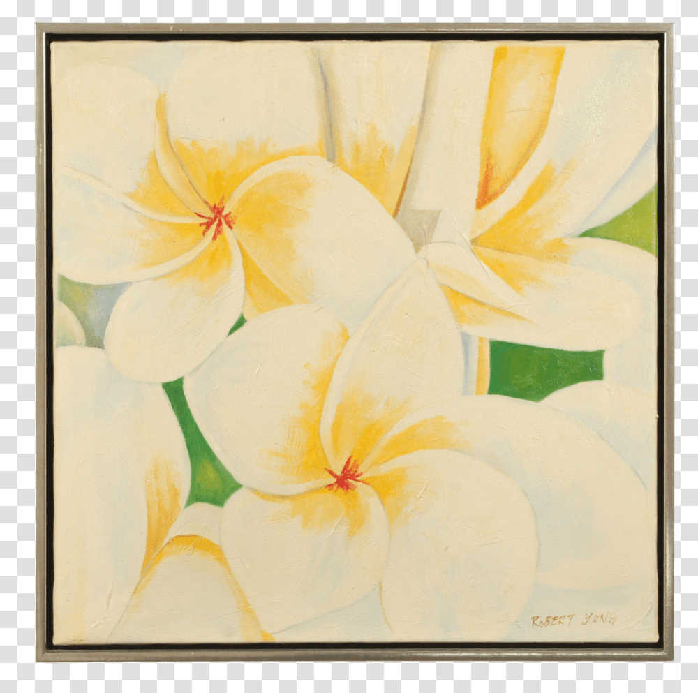 Late 20th C Acrylic Painting Of A Bouquet Of Plumeria Flowers By Robert Yong Frangipani, Canvas, Art, Modern Art, Plant Transparent Png