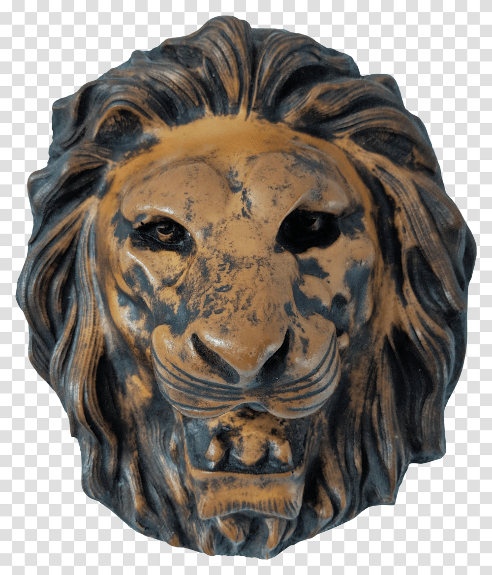 Late 20th Century Hand Finished Resin Lion Head Wall Sculpture Masai Lion Transparent Png