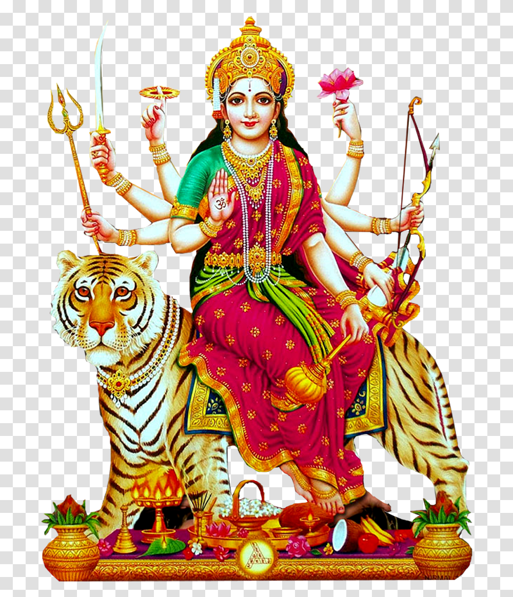 Latest Durga Matha Image For Free Kali Maa, Tiger, Animal, Person, Crowd Transparent Png