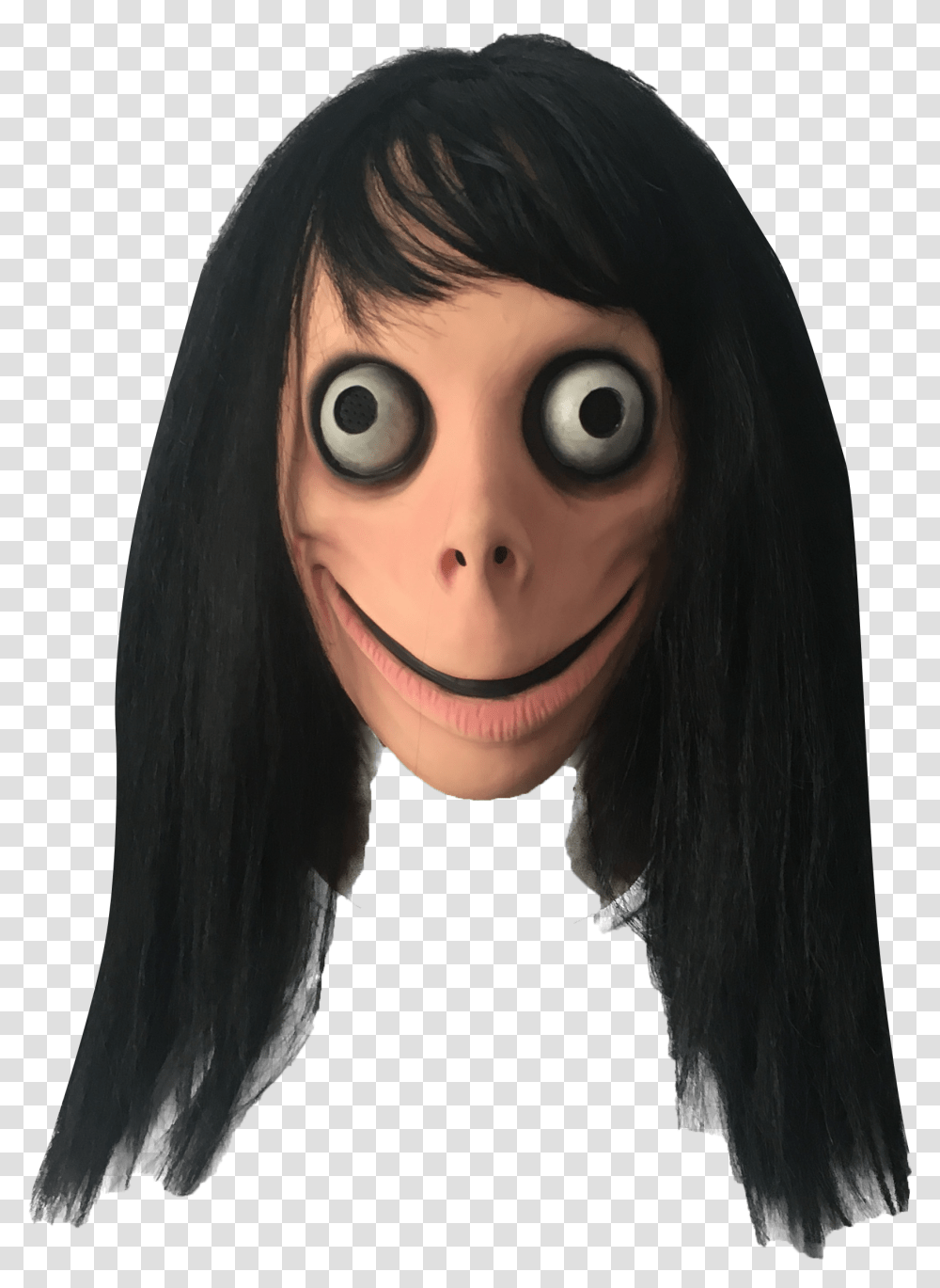Latex Bird Lady Momo Challenge Mask For Momo Challenge Face, Hair, Doll, Toy, Black Hair Transparent Png