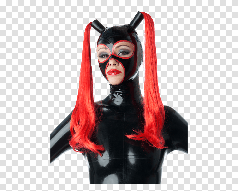Latex Hood With Ponytails, Costume, Person, Human, Latex Clothing Transparent Png