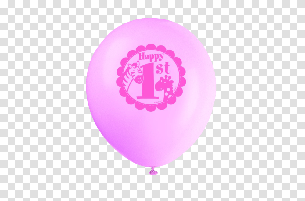 Latex Pink Safari First Birthday Balloons Party Time Transparent Png