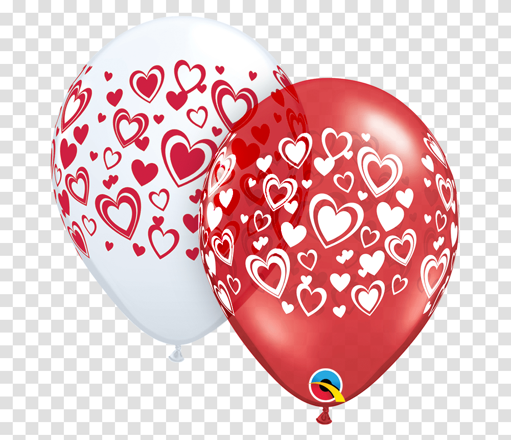 Latex Red Balloons With White Hearts Transparent Png