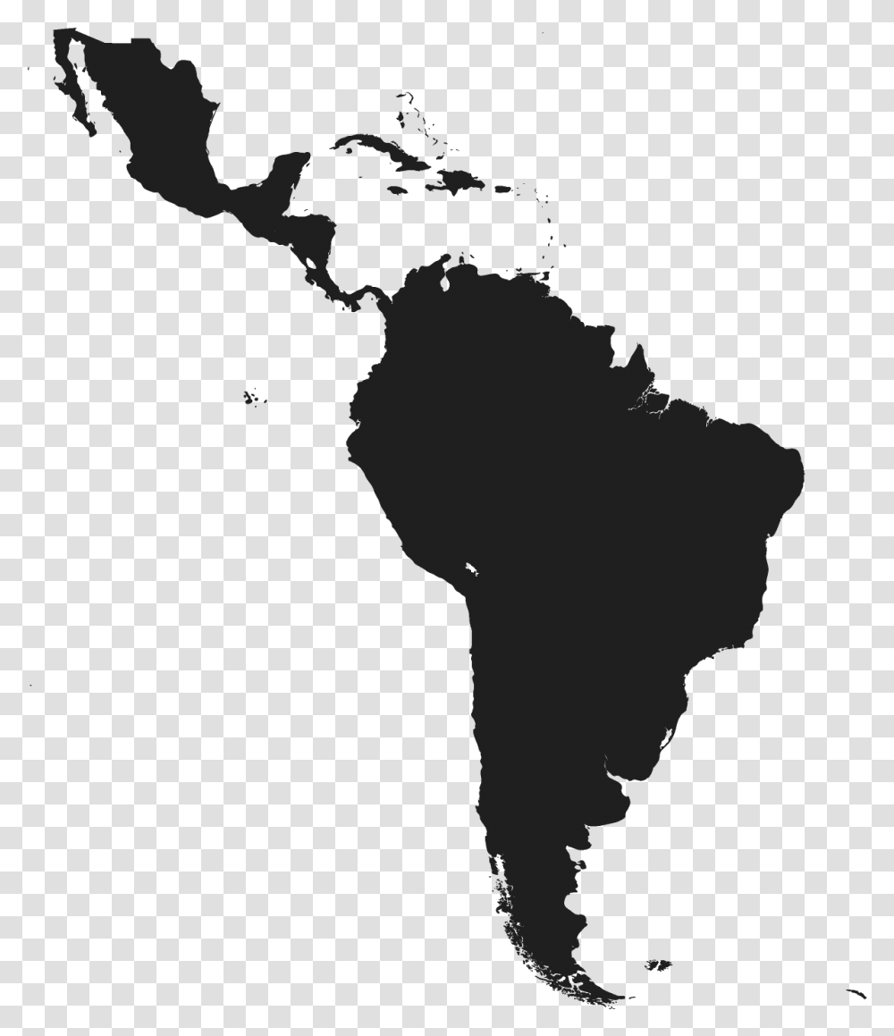 Latin America And Caribbean Latin America Map Black And White, Person, Silhouette, People, Outdoors Transparent Png