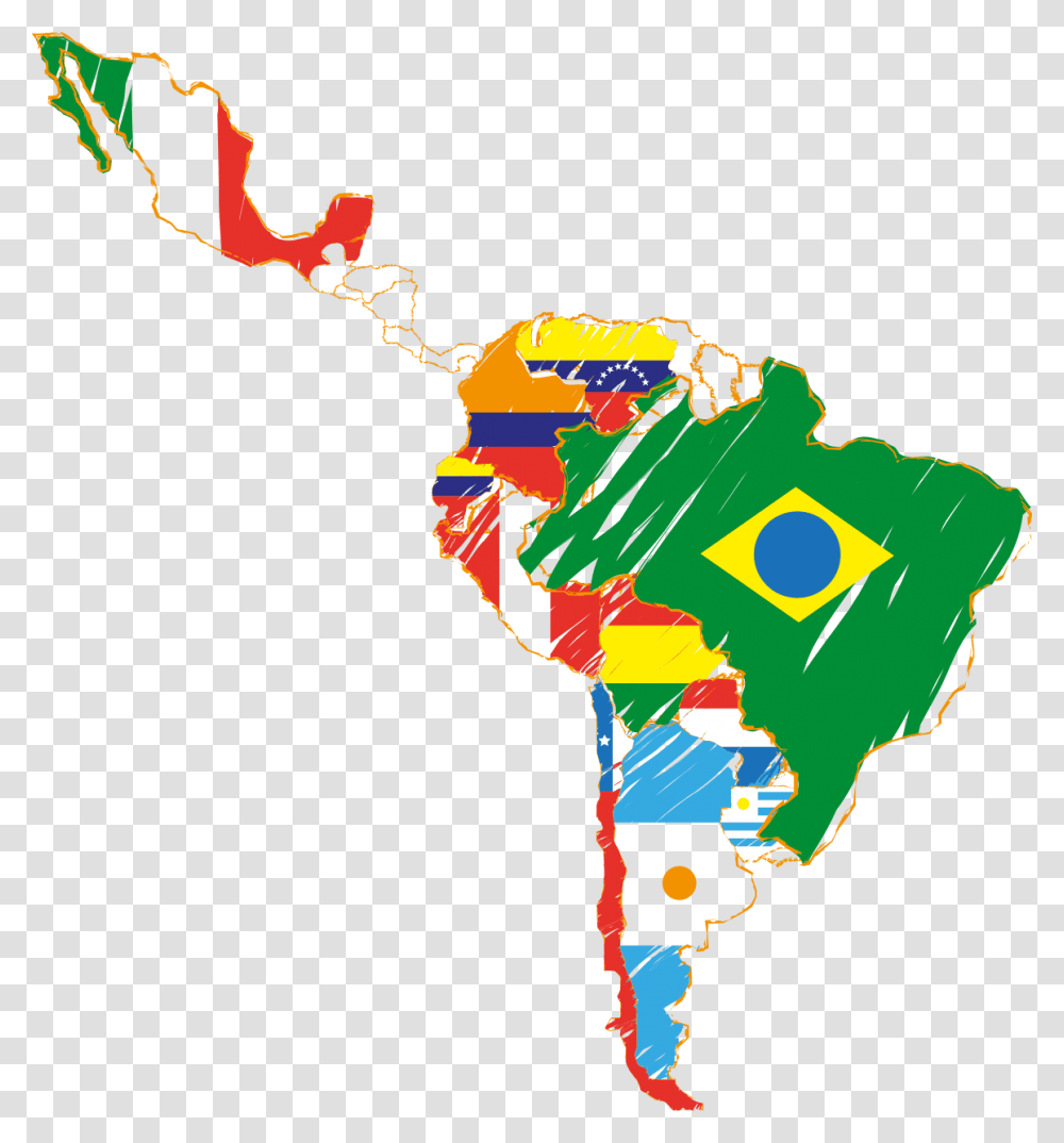 Latin America Flag Map, Plot, Diagram Transparent Png