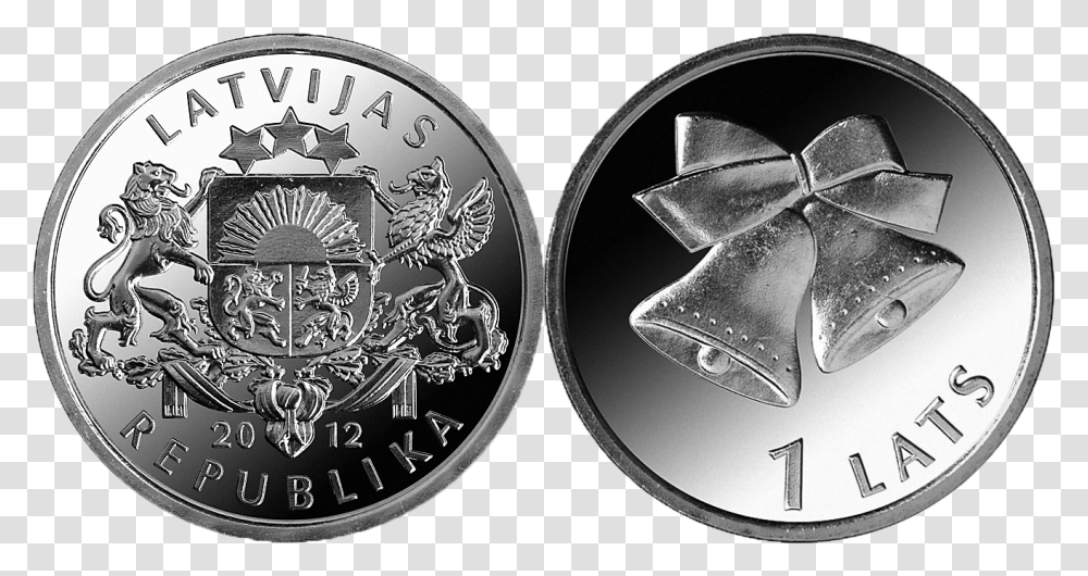 Lats Christmas Bells Hedgehog Coins Latvia, Money, Silver, Platinum Transparent Png