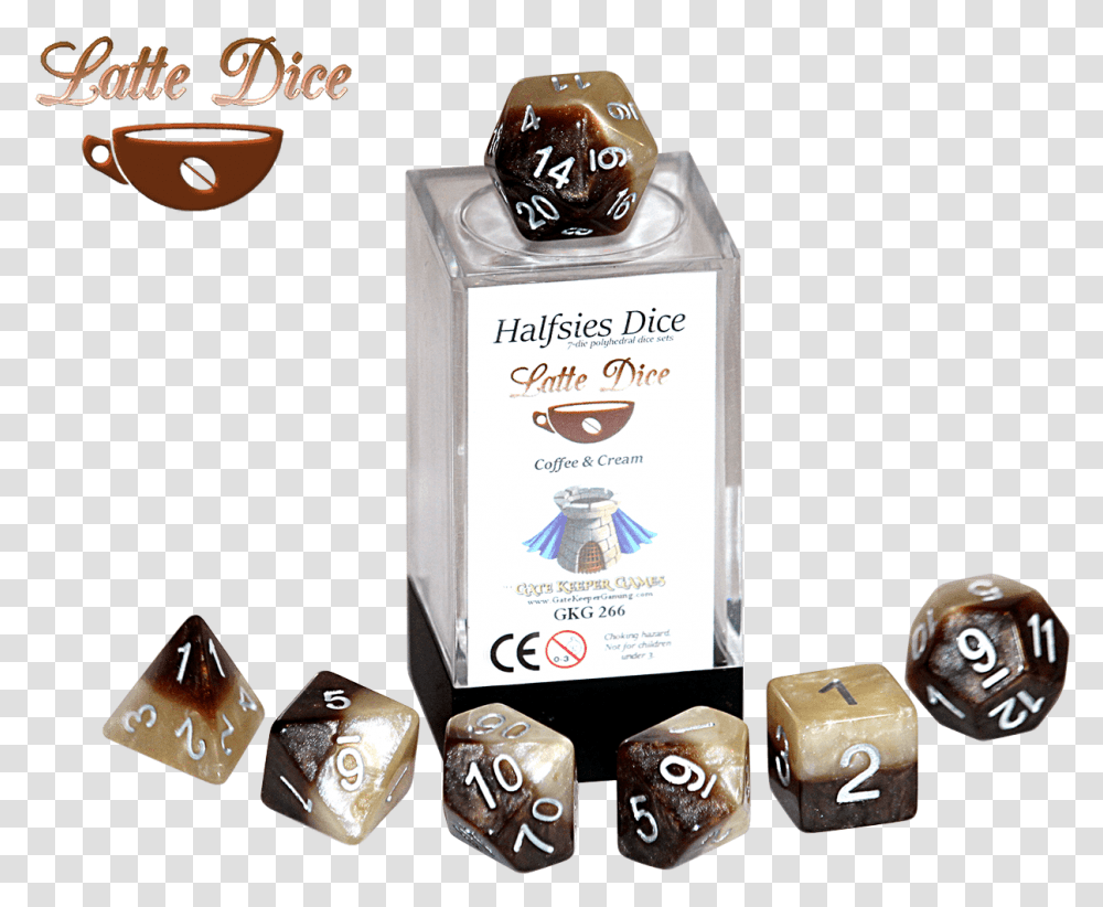 Latte Dice Halfsies 7 Die Polyhedral Set Gate Keeper Halfsies Dice Latte, Game, Helmet, Apparel Transparent Png