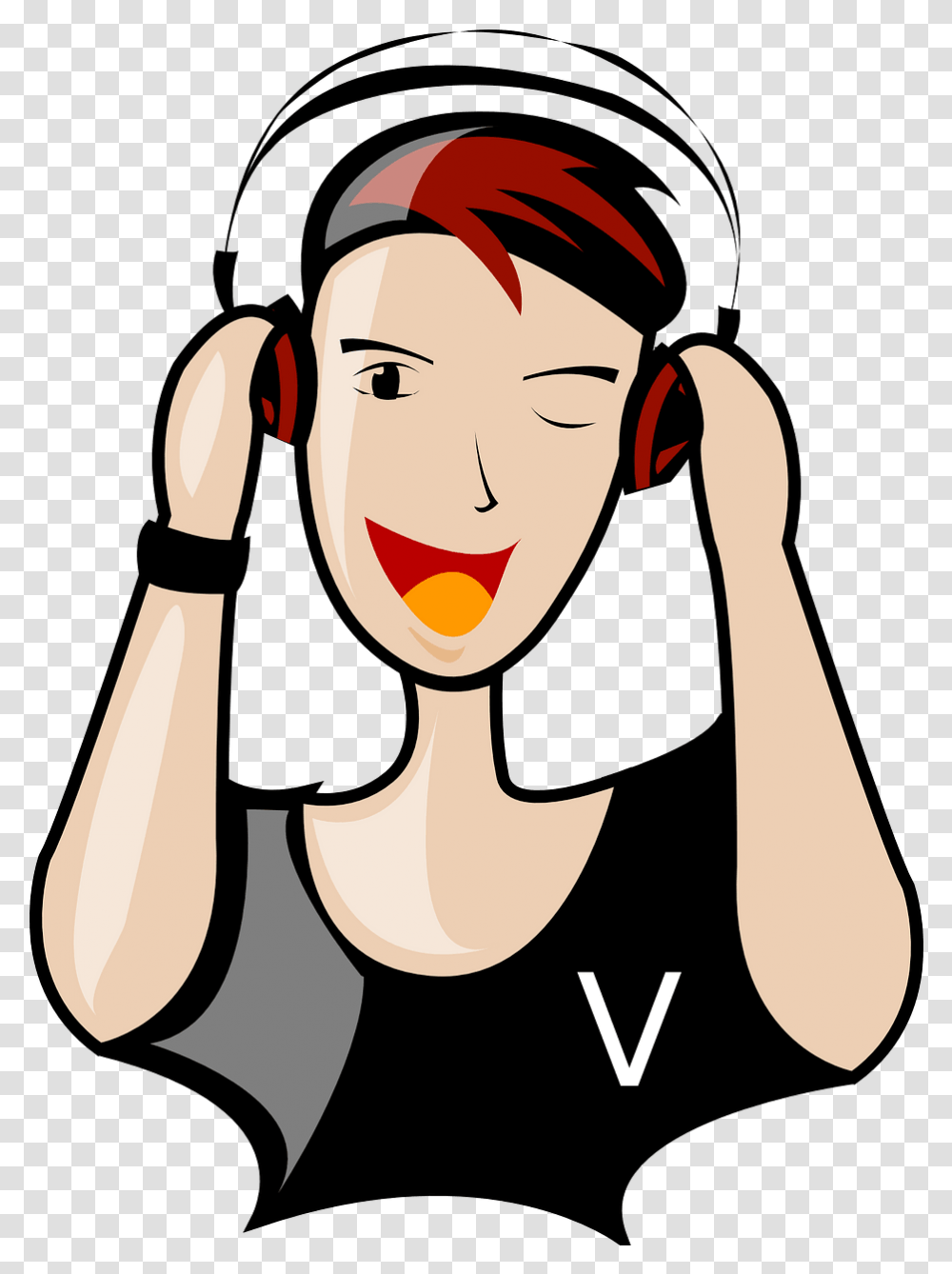 Laughing Boy With Headphones Clipart Free Download Creazilla Listening To Music Cartoon, Person, Human, Face, Clothing Transparent Png