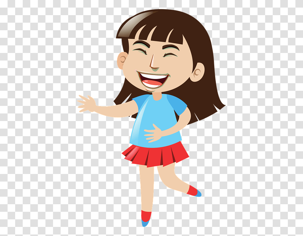 Laughing Girl Cartoon Happy Smiling Smile Female Cartoon Girl Blue Shirt, Person, Blonde, Woman, Kid Transparent Png