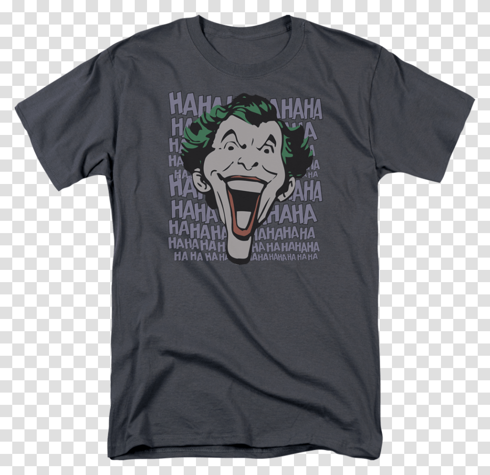 Laughing Joker Dc Comics T Shirt Judge Dredd Shirt, Apparel, T-Shirt, Person Transparent Png