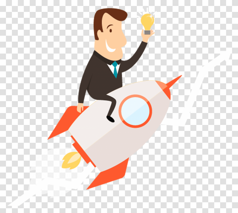Launch A Brand New Website Man On Rocket Clipart, Person, Human, Performer, Magician Transparent Png