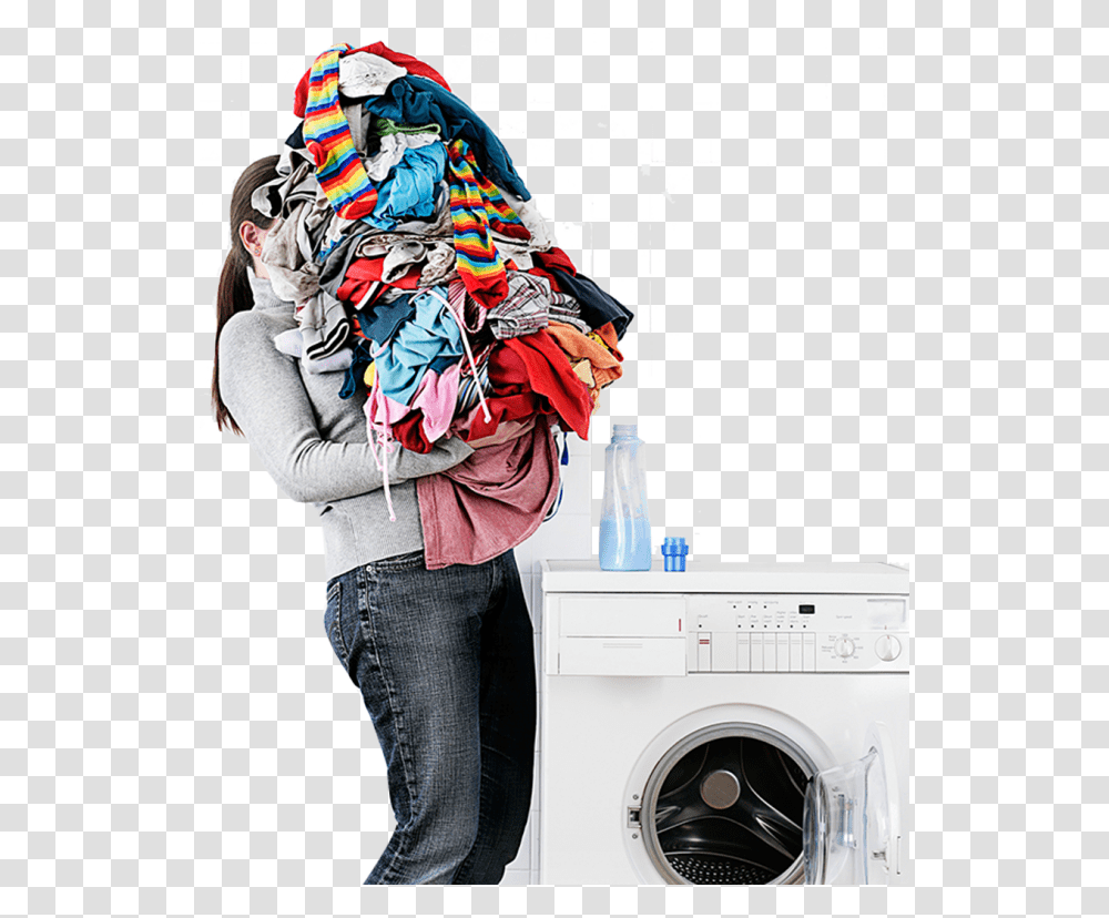 Laundry Ironing Washing Machine With Clothes, Person, Human, Appliance, Pants Transparent Png