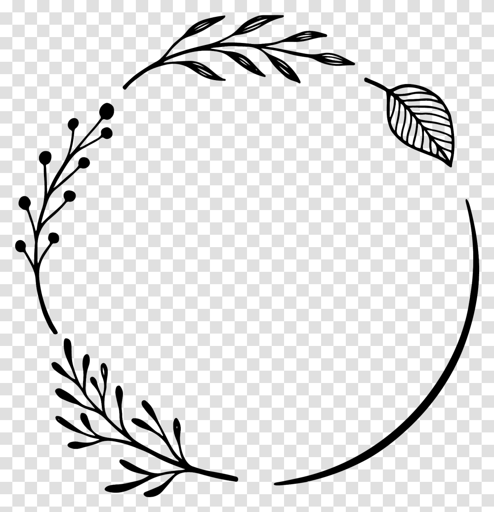 Laurel Wreath Handdrawn Round Circle Monogram, Gray, World Of Warcraft Transparent Png