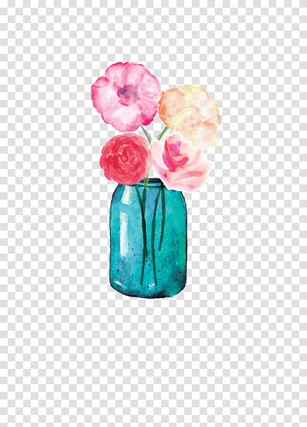 Lauren Baxter Flowers In A Mason Jar Watercolor, Vase, Pottery, Plant, Blossom Transparent Png